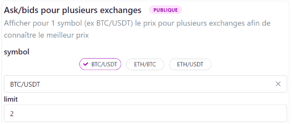 Sélection du symbole de crypto-monnaie