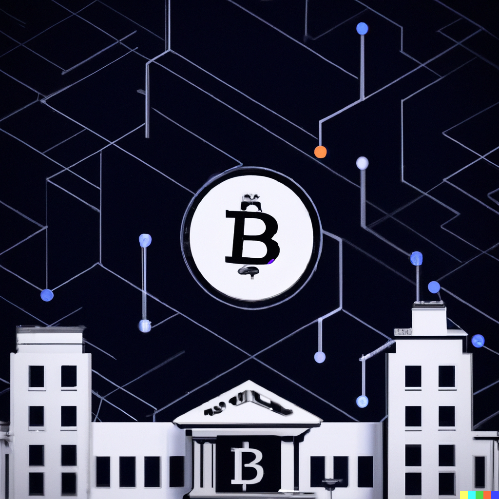 Institution financière et cryptomonnaie.