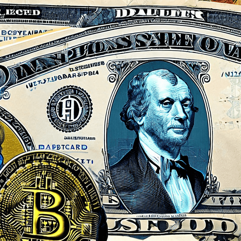 Image d'un billet de dollars avec Bitcoin